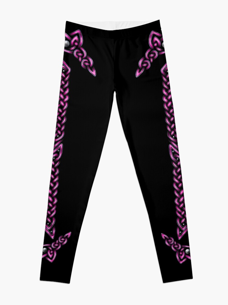 Alternate view of Celtic Knotwork - Silver and Pink Leggings