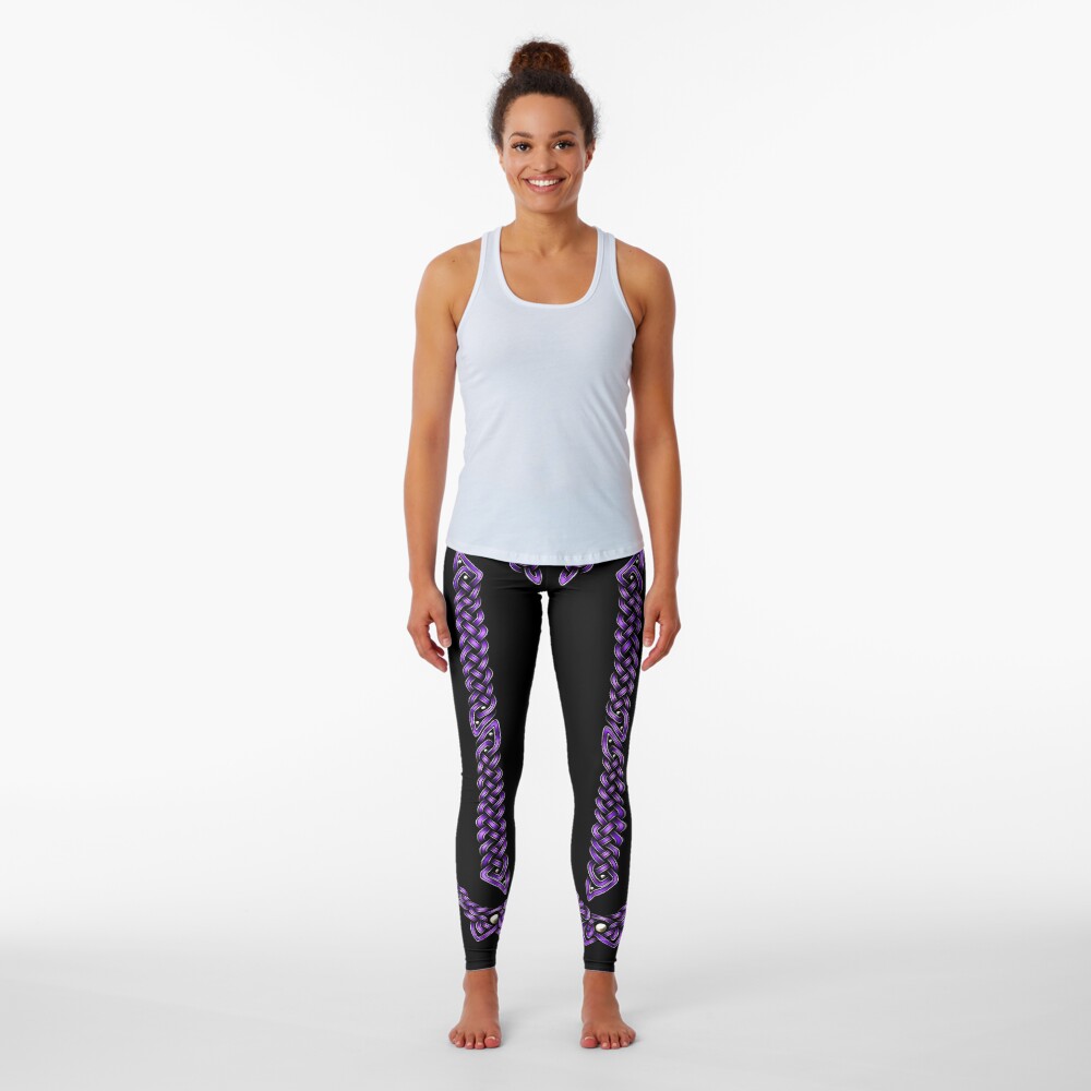 Celtic Knotwork - Silver and Purple Leggings