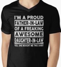 I'm A Proud Father In Law Of A Freaking Awesome Daughter In Law Men's V-Neck T-Shirt