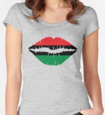 Afro-American flag Lips Women's Fitted Scoop T-Shirt