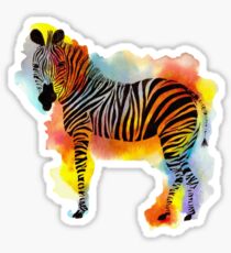 Think Zebras - Rainbow Watercolor Zebra Sticker