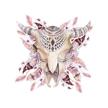 Imagen de la obra Cow skull with feathers de weloveboho