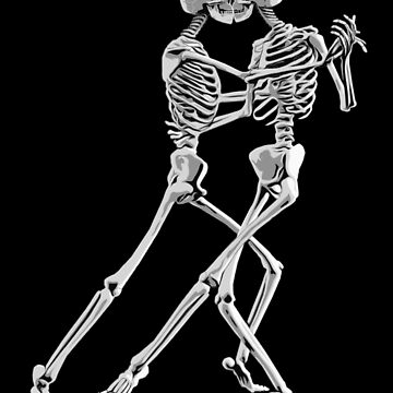 Impression métallique for Sale avec l'œuvre « Danseurs de tango squelettes  Halloween Danse de la mort » de l'artiste aronia