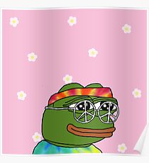 Peace Pepe w/ flowers Poster