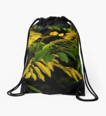 yellow-green autumn Drawstring Bag