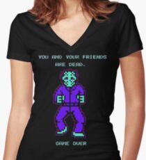 JASON FRIDAY THE 13TH 8-BIT NES Women's Fitted V-Neck T-Shirt