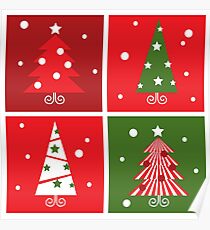 Christmas Trees design blocks icons Poster