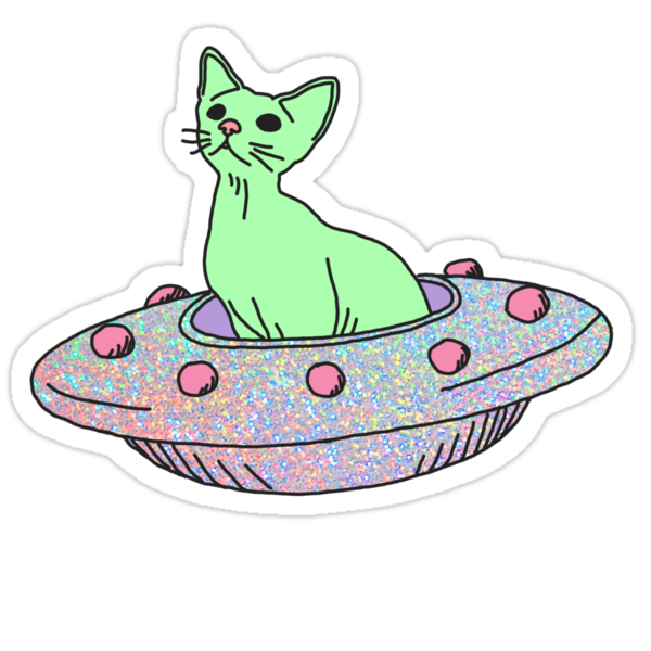 "Alien ufo x-files tumblr pastel cat kitten " Stickers by ...