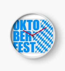 fun oktoberfest text flag blue white pattern party celebrate design cool Clock