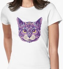 Camiseta entallada para mujer Cabeza de gato (Versión en color)