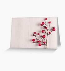 Red berries holly on white Greeting Card