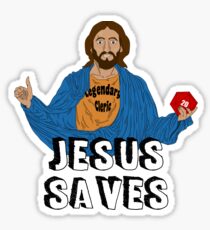 Jesus playing DnD Sticker