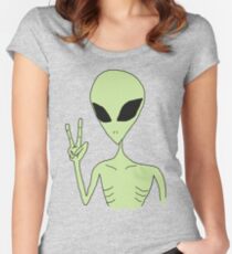 Camiseta entallada de cuello redondo paz alien