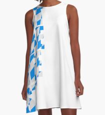 Oktoberfest text flag blue white pattern party celebrate design cool A-Line Dress