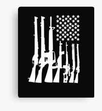 Big American Flag With Machine Guns white Canvas Print