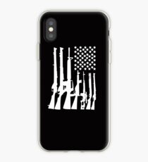 Big American Flag With Machine Guns white iPhone Case