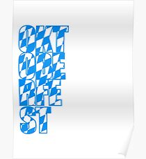 Oktoberfest text flag blue white pattern party celebrate design cool Poster