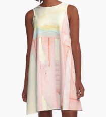 Retro Pink Beach Chair A-Line Dress