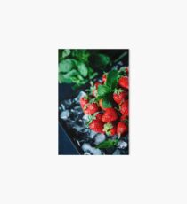 Ripe strawberry on ice with mint Art Board