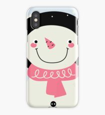 Cute Snowman Vector cartoon Illustration / pink iPhone Case/Skin