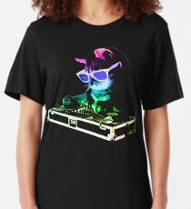 HAUS CAT (Regenbogen DJ Kitty) Slim Fit T-Shirt