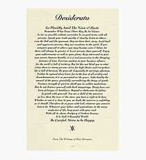 Original Desiderata Poem by Max Ehrmann Photographic Print