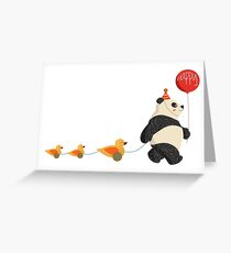Cute Panda and Ducks Greeting Card