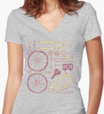Bicycle Parts Women's Fitted V-Neck T-Shirt
