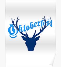 deer horns oktoberfest text lettering shirt cool design Poster