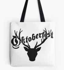deer horns oktoberfest silhouette black shirt cool design Tote Bag