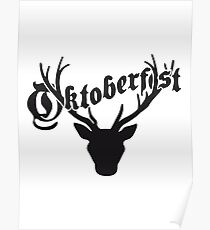 deer horns oktoberfest silhouette black shirt cool design Poster