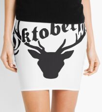 deer horns oktoberfest silhouette black shirt cool design Mini Skirt
