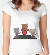 Kitty Cat Kawaii Band Women's Fitted Scoop T-Shirt