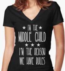 I'm the Middle Child I'm the reason We have rules Women's Fitted V-Neck T-Shirt