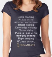Librarian white text Women's Fitted Scoop T-Shirt