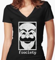 mr robot Women's Fitted V-Neck T-Shirt