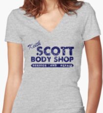 Keith Scott Body Shop Logo Women's Fitted V-Neck T-Shirt