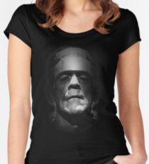 Frankenstein Monster Boris Karloff Gesicht Tailliertes Rundhals-Shirt
