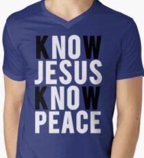 Camiseta para hombre de cuello en v Conocer a Jesús Conocer a la paz cristiana