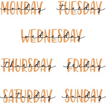 Orange Week Day Headers for Bullet Journal Sticker Pack | Sticker