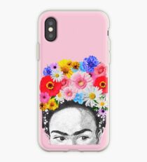 frida kahlo head flowers iPhone Case