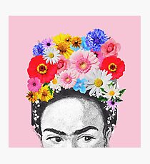 frida kahlo head flowers Photographic Print