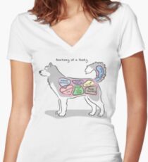 Anatomy of a Husky Women's Fitted V-Neck T-Shirt