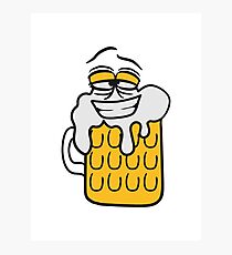 cool funny face alive comic cartoon thirst logo beer pitcher drinking drinking party celebrate drinking alcohol symbol cool shirt oktoberfest Photographic Print