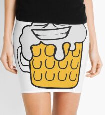 cool funny face alive comic cartoon thirst logo beer pitcher drinking drinking party celebrate drinking alcohol symbol cool shirt oktoberfest Mini Skirt