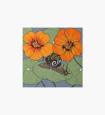 Snail with Nasturtiums Art Board Print
