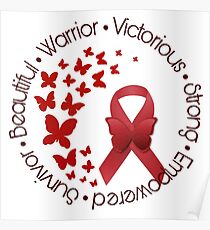 Red Awareness Ribbon with Butterfly Poster