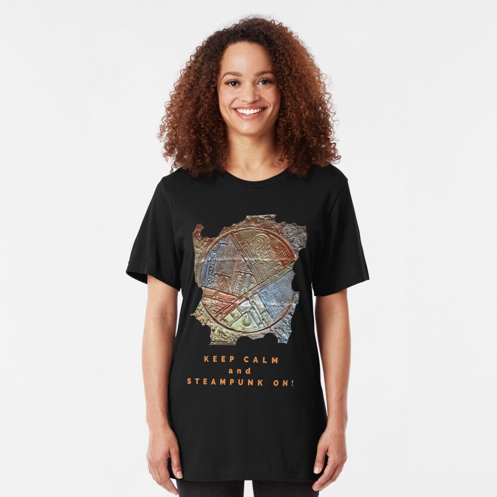 COOL STEAMPUNK ART KEEP CALM FUNNY QUOTE Slim Fit T-Shirt