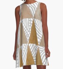 Natural Tribal Watercolor Triangles A-Line Dress