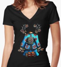 Asia Blue on Black TShirt by Karin Taylor Women's Fitted V-Neck T-Shirt